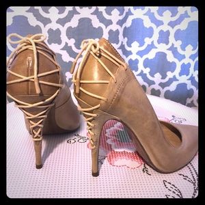 All Saints distressed taupe laced heel